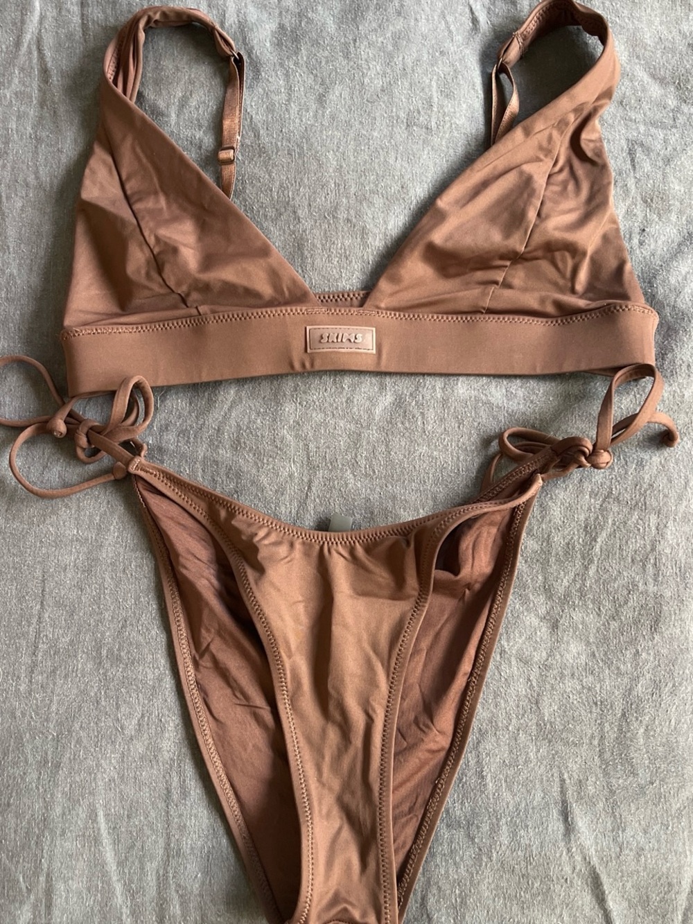SKIMS Chocolate Brown Triangle Bikini Set